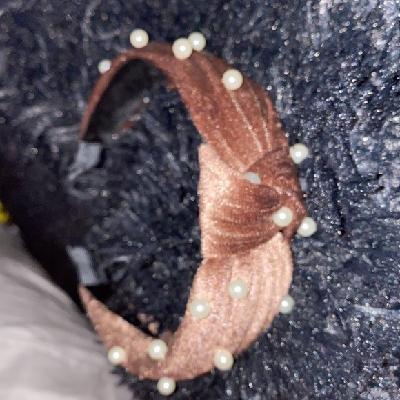 Fashion taupe brown velvet  pearl knot headband New - Picture 6 of 8